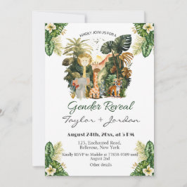 Boho Jungle Animals Gender Reveal Party Inbjudningar