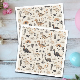 Boho Jungle Dinosaur Mönster Birthday Pappersservett