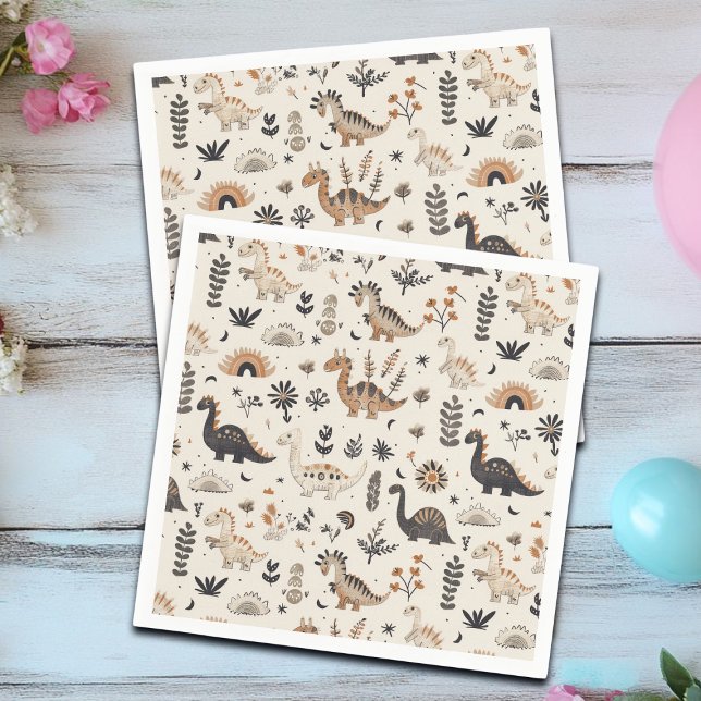 Boho Jungle Dinosaur Mönster Birthday Pappersservett (Skapare uppladdad)