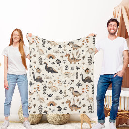 Boho Jungle Dinosaur Mönster Fleecefilt