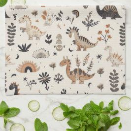 Boho Jungle Dinosaur Mönster Kökshandduk