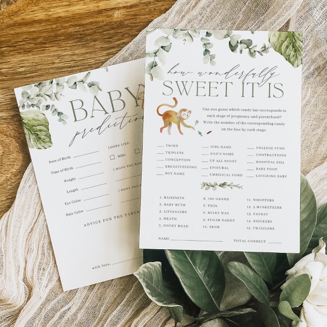 Boho Jungle Dubbla-Sided Baby Shower Game Card Inbjudningar (Skapare uppladdad)