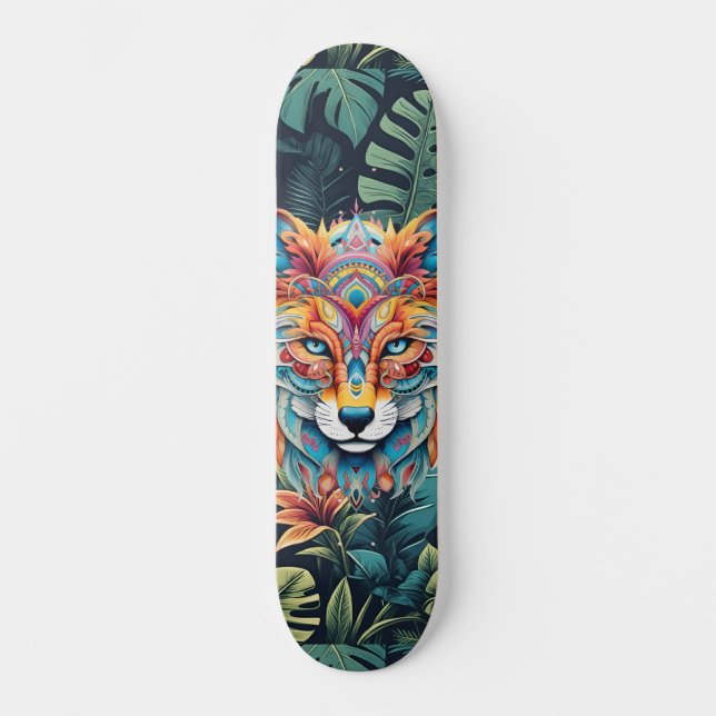 Boho Jungle Fox Wide Street Skateboard (Framsida)