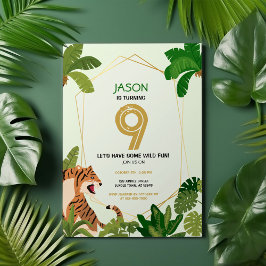 Boho Jungle Safari Animal Tiger Geometric Birthday Inbjudningar