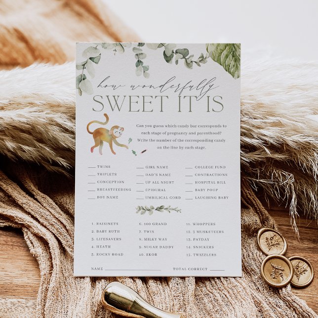 Boho Jungle Safari Baby Shower Candy Game Card Inbjudningar (Skapare uppladdad)