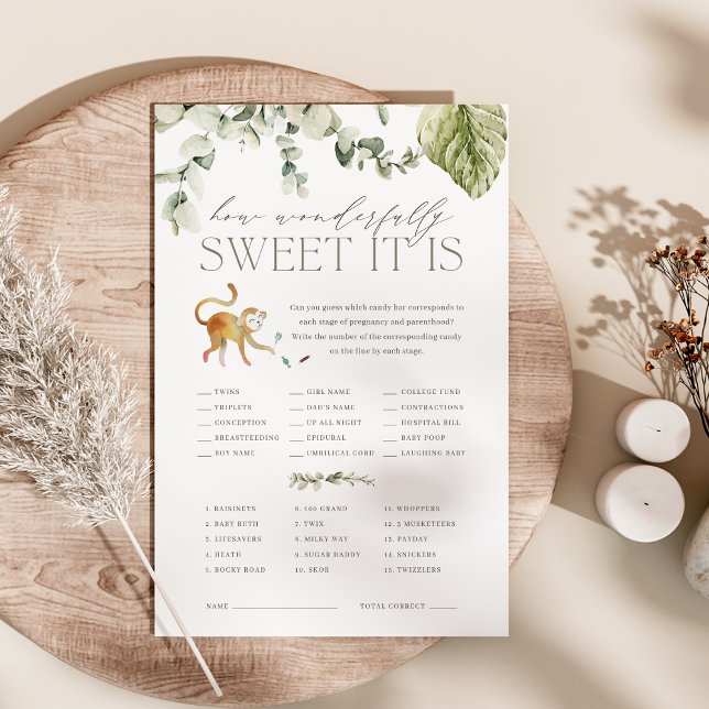 Boho Jungle Safari Baby Shower Candy Guessing Game Flygblad (Professionally printed baby shower candy guessing game)