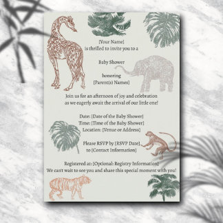 Boho Jungle Safari Baby Shower Inbjudningar