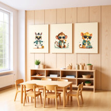 Boho Jungle Safari Nursery Art | Uppsättning med 3