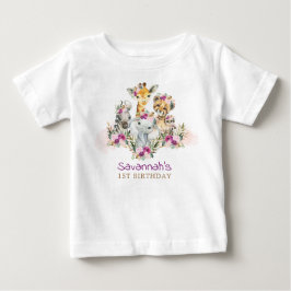 Boho Jungle Safari Vilda djur Baby Birthday T Shirt