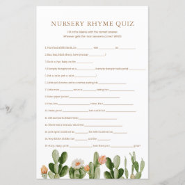 Boho Kactus Baby Shower Nursery Rim Quiz