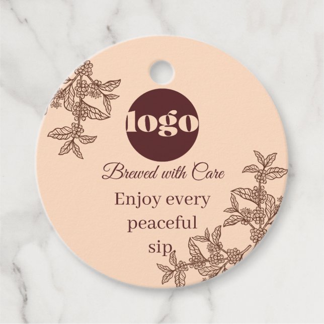 Boho kaffe bryggt med omsorg presentkort gåvor etiketter (Framsida)