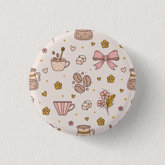 Boho kaffe nahtlös mönster knapp (Framsida)