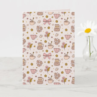 Boho kaffe nahtlös mönster kort