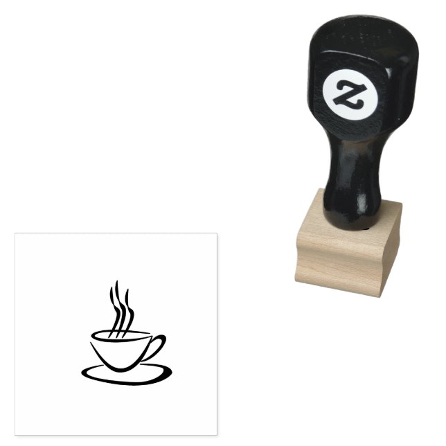 Boho kaffekopp gummistämpel Cafe Stämpel (Stämplad)