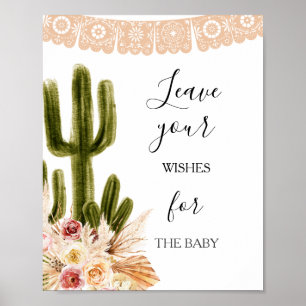 Boho Kaktus Baby Shower Önskningar för Baby Skylt