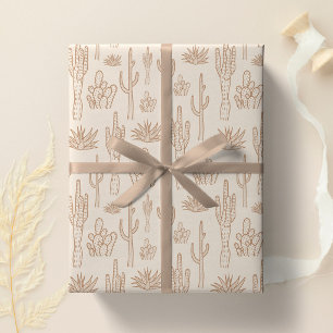 Boho Kaktus Western Södra Öken Varm Neutral Presentpapper
