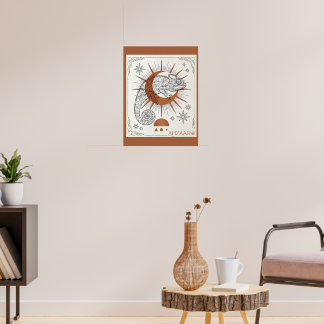 Boho Kameleont Sol och Stjärnor Reptil Konst Poster