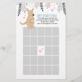 Boho Kangaroo Boy Shower Bingo Game