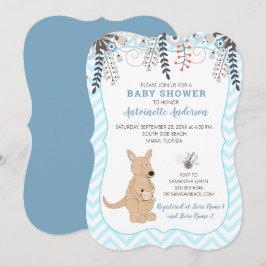 Boho känguru akvarell blommig pojke baby shower inbjudningar