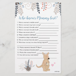 Boho känguru pojke baby shower vem vet mest om Mam