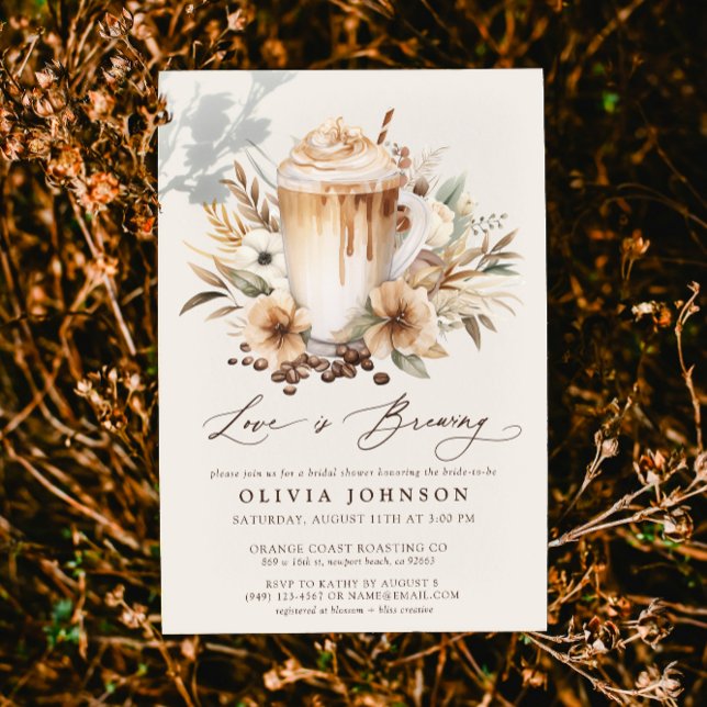 Boho Kärlek är Brewing Möhippa Inbjudningar (Easily personalize this bridal shower invitation for the perfect coffee theme bridal shower!)