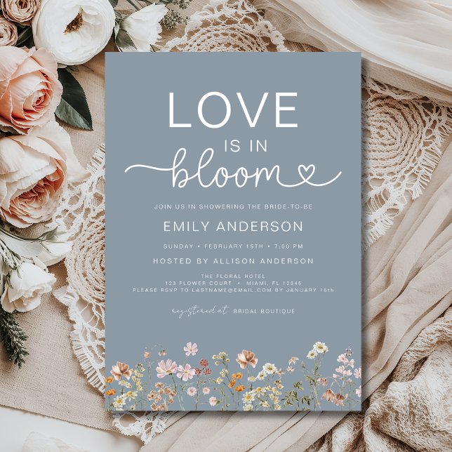Boho Kärlek är i Möhippan Bloom Wildblomma Inbjudningar (Skapare uppladdad)