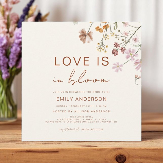 Boho Kärlek är i Möhippan Bloom Wildblomma Inbjudningar (Skapare uppladdad)