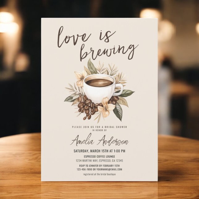 Boho Kärlek är Möhippan Brewing Coffee Latte Inbjudningar (Skapare uppladdad)