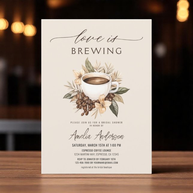 Boho Kärlek är Möhippan Brewing Coffee Latte Inbjudningar (Skapare uppladdad)