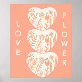 Boho Kärlek Flower Heart Poster