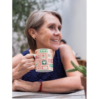 Boho Kärlek & Hearts Mönster Flower Postage Frimär Kaffemugg