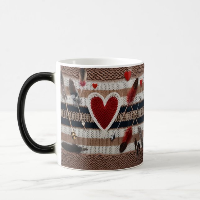 Boho Kärlek Hjälpande Pilar Stickad Färgförändrand Magisk Mugg (Vänster)