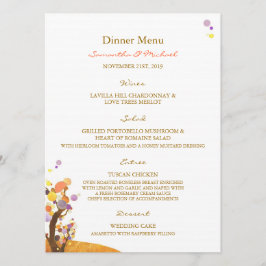 Boho Kärlek Träd DIY Wedding Reception Dinner Menu Meny