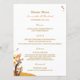 Boho Kärlek Träd DIY Wedding Reception Dinner Menu Meny