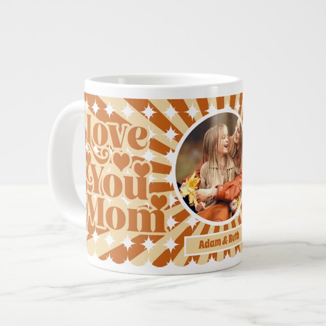 Boho Kärlek You Mamma Personlig Photo Mors dag Jumbo Mugg (Framsida vänster)