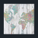 Boho Karta II Magnet<br><div class="desc">En mjuk pastel karta som är målad över en grått-trämjölks bakgrund. Konstnär: Jennifer Goldberger</div>