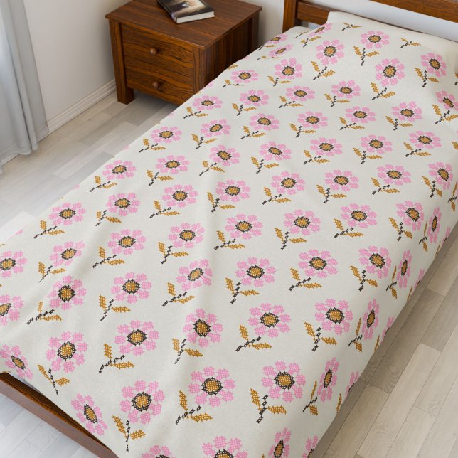 Boho kastmadrass med ukrainsk folkpattern fleecefilt (Skapare uppladdad)