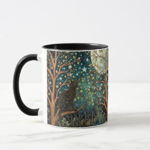 Boho katt stjärnklar natthimmel skog mugg