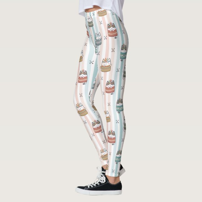  Boho Katter Tribal Mönster  Leggings (Vänster)