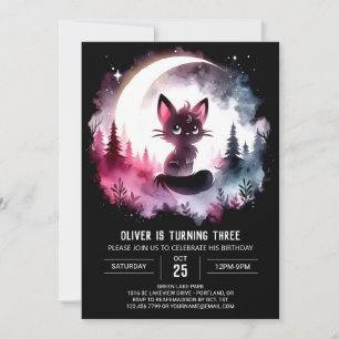 Boho Kids Cat Birthday Inbjudningar
