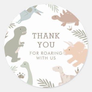 Boho Kids Dinosaur-Theme Birthday Tack Runt Klistermärke