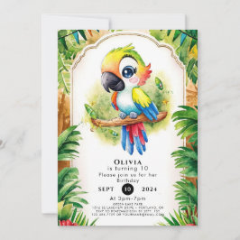 Boho Kids Parrot Birthday Inbjudningar