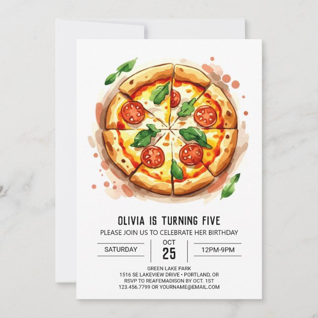Boho Kids Pizza Birthday Inbjudningar (Framsida)