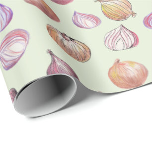 Boho Kitchen Onions Hand-Illustrated Sage Veggie Presentpapper