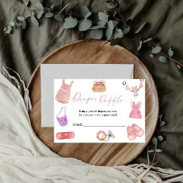 Boho Kläder Blöja Lotteri för Baby Shower Kort