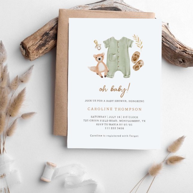 Boho Kläder Könsneutral Baby Shower Inbjudningar (Skapare uppladdad)