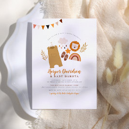 Boho-kläder & Söt regnbåge orange pojke baby showe Inbjudningar
