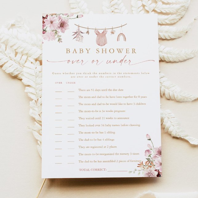 Boho klädstreck Över Under Baby Shower Spelkort Inbjudningar (Skapare uppladdad)