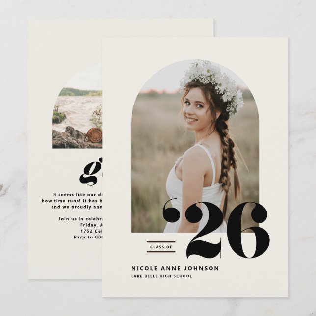 Boho-klass 2025 Arch Photo Studenten Meddelande (Fram/baksida)