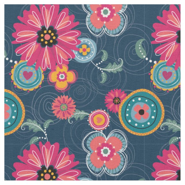 Boho klottrar trycktyg tyg (Närbild)